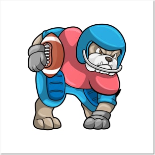 Bulldog at Sports with Football & Helmet Posters and Art